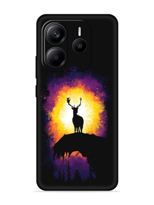 Elk Animal Art Embossed Soft Silicone Case for Xiaomi Redmi Note 14 (5G)