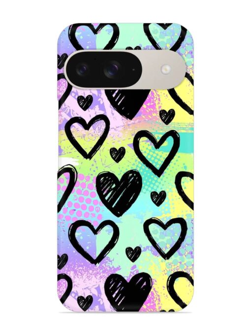 Bright Pattern Hearts Snap Case for Google Pixel 9