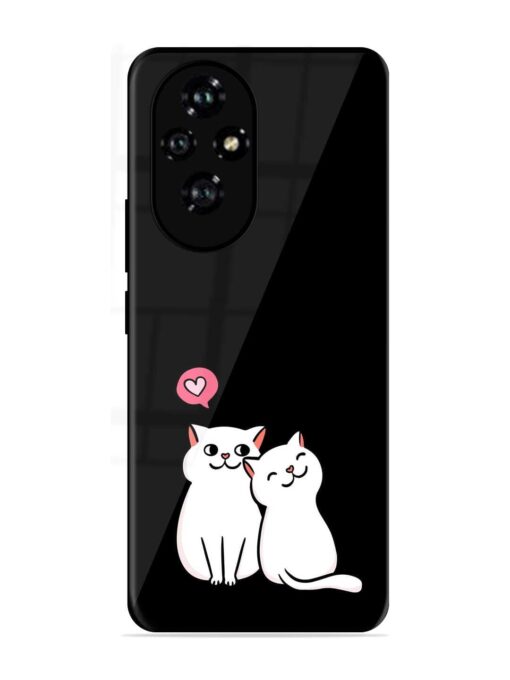 Cat Love Glossy Metal Phone Cover for Honor 200 (5G)