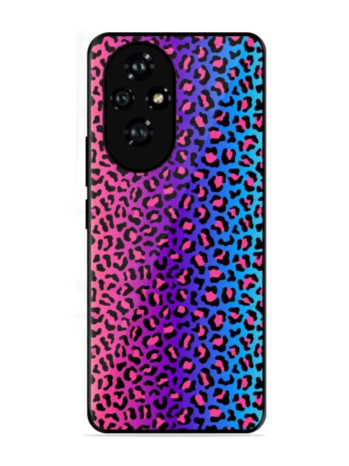 Colorful Leopard Seamless Glossy Metal Phone Cover for Honor 200 (5G)