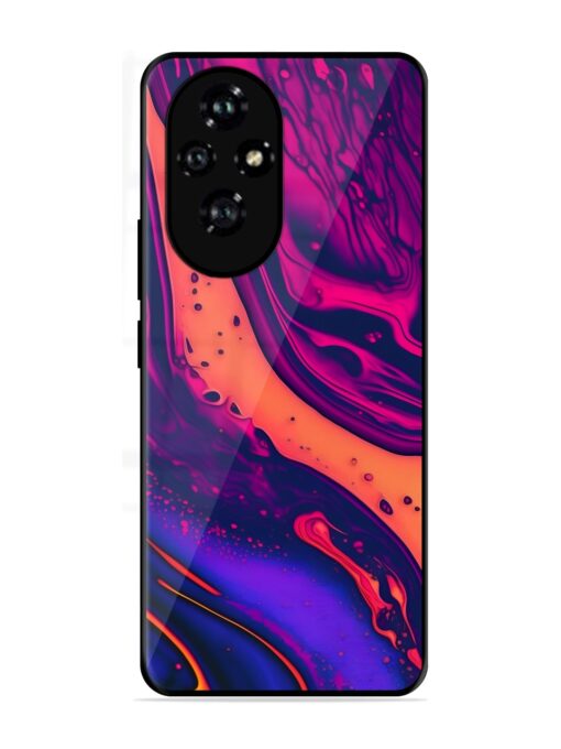 Fluid Blue Pink Art Glossy Metal Phone Cover for Honor 200 (5G)