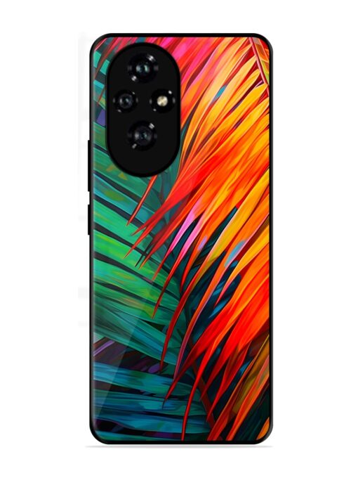 Painted Tropical Leaves Glossy Metal Phone Cover for Honor 200 (5G)