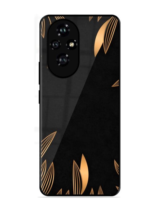 Golden Leaf Pattern Glossy Metal Phone Cover for Honor 200 (5G)