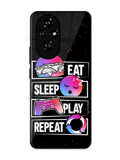 Eat Sleep Play Repeat Glossy Metal Phone Cover for Honor 200 (5G)