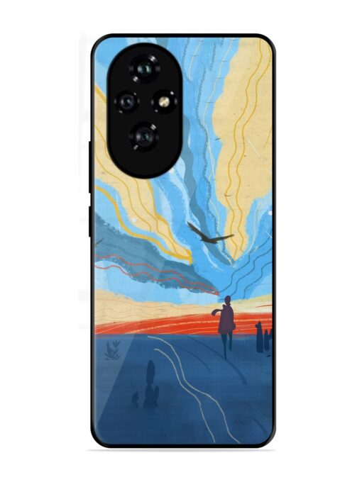 Minimal Abstract Landscape Glossy Metal Phone Cover for Honor 200 (5G)