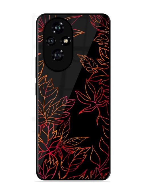 Red Floral Pattern Glossy Metal Phone Cover for Honor 200 (5G)