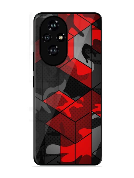 Royal Red Camouflage Pattern Glossy Metal Phone Cover for Honor 200 (5G)