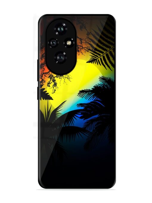 Colorful Sunset With Palm Trees Glossy Metal Phone Cover for Honor 200 (5G)