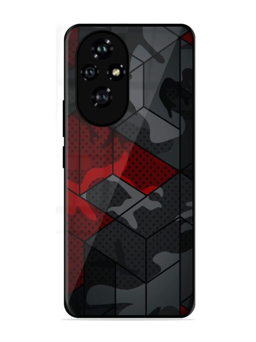 Red And Grey Pattern Glossy Metal Phone Cover for Honor 200 (5G)