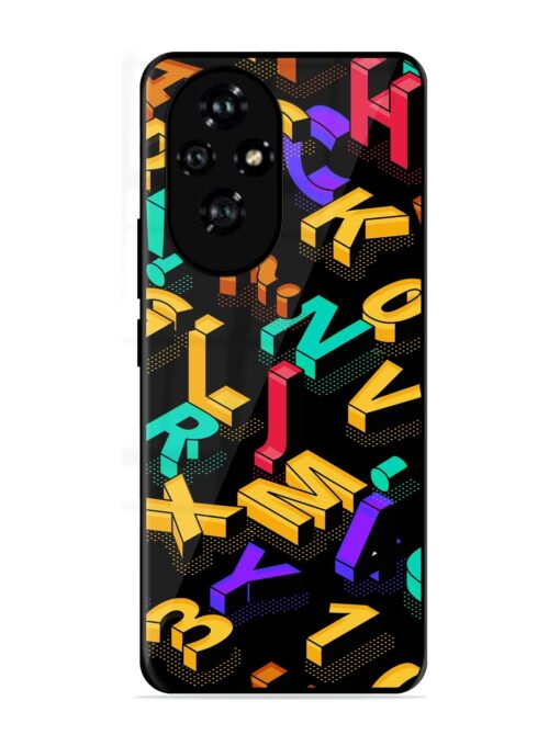 Seamless Pattern With Letters Glossy Metal Phone Cover for Honor 200 (5G)