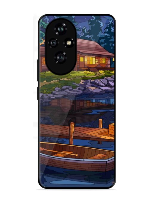 Village Night Scene Glossy Metal Phone Cover for Honor 200 (5G)