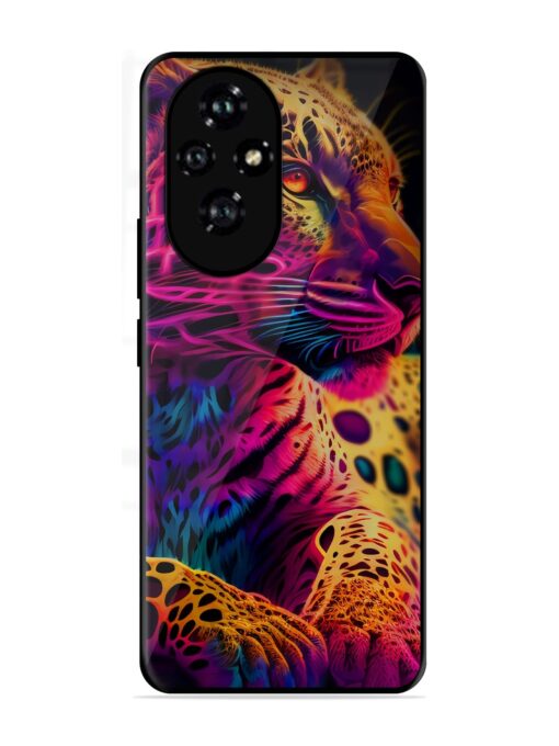 Leopard Art Glossy Metal Phone Cover for Honor 200 (5G)