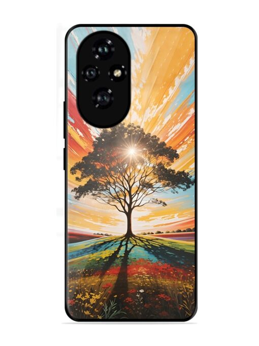 Abstract Tree Colorful Art Glossy Metal Phone Cover for Honor 200 (5G)