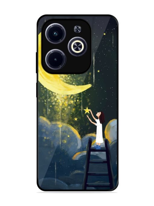 Moonlight Healing Night Illustration Glossy Metal TPU Phone Cover for Infinix Hot 40I