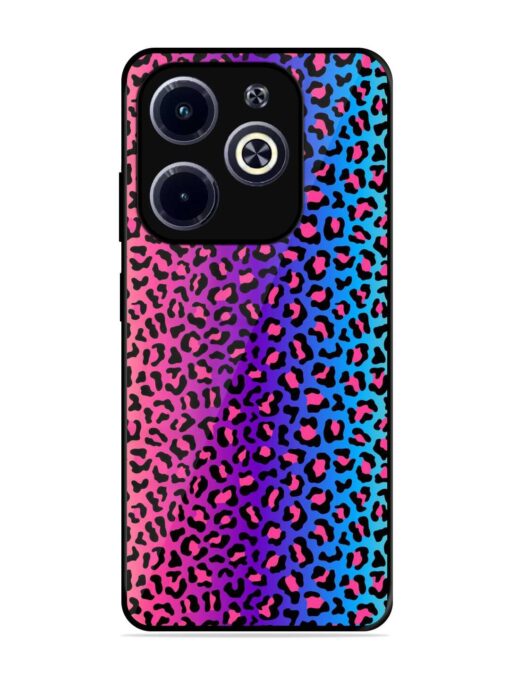 Colorful Leopard Seamless Glossy Metal Phone Cover for Infinix Hot 40I