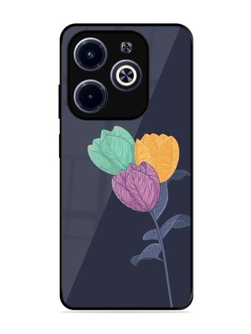 Flower Vector Glossy Metal Phone Cover for Infinix Hot 40I