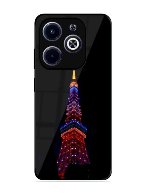 Eiffel Tower Night View Glossy Metal Phone Cover for Infinix Hot 40I