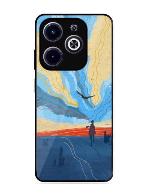 Minimal Abstract Landscape Glossy Metal Phone Cover for Infinix Hot 40I