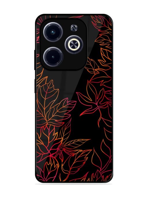 Red Floral Pattern Glossy Metal Phone Cover for Infinix Hot 40I