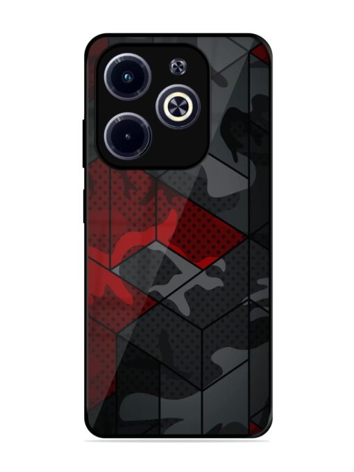 Red And Grey Pattern Glossy Metal Phone Cover for Infinix Hot 40I