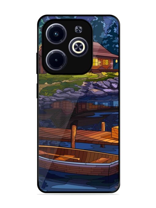 Village Night Scene Glossy Metal Phone Cover for Infinix Hot 40I