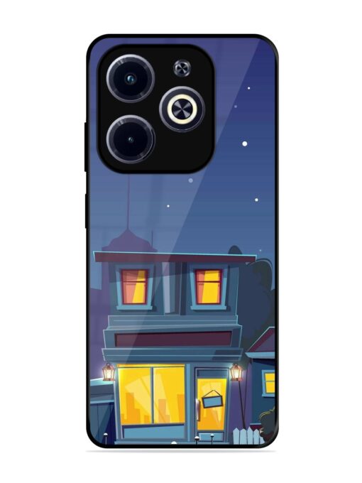 Vector Night House Glossy Metal Phone Cover for Infinix Hot 40I