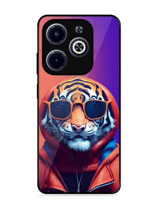 Tiger Animation Glossy Metal Phone Cover for Infinix Hot 40I