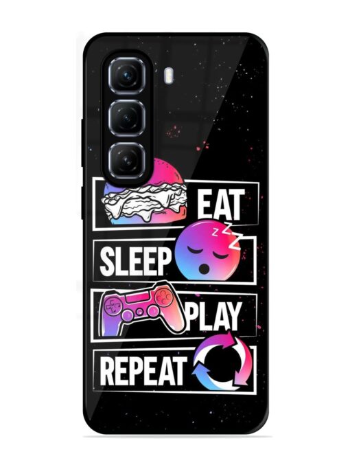 Eat Sleep Play Repeat Glossy Metal Phone Cover for Infinix Hot 50 (5G)