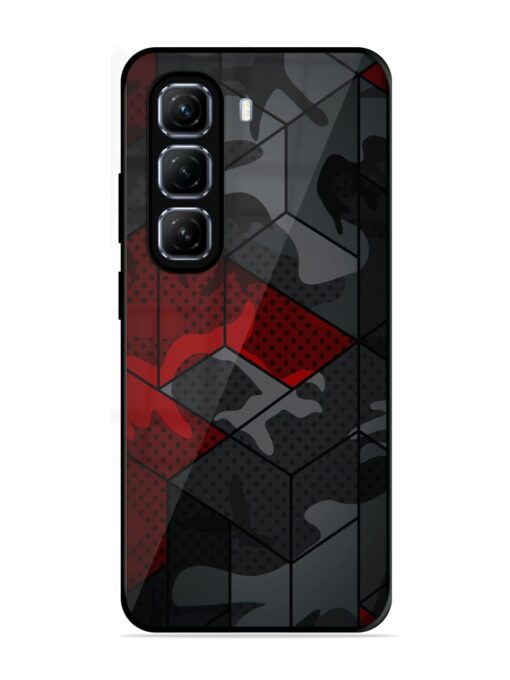 Red And Grey Pattern Glossy Metal Phone Cover for Infinix Hot 50 (5G)