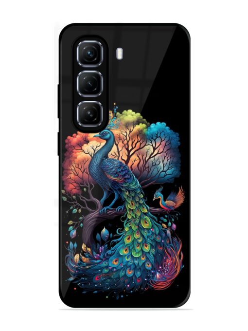 Peacock Tree Art Glossy Metal Phone Cover for Infinix Hot 50 (5G)