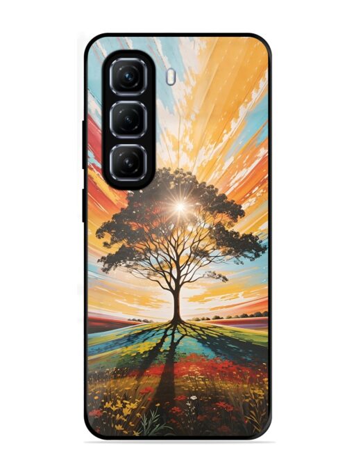 Abstract Tree Colorful Art Glossy Metal Phone Cover for Infinix Hot 50 (5G)