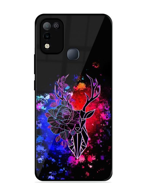 Floral Deer Art Glossy Metal Phone Cover for Infinix Smart 5