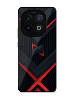 Red Gray Abstract Glossy Metal Phone Cover for Iqoo 13 (5G)