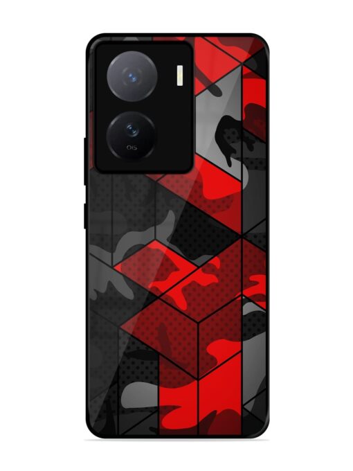 Royal Red Camouflage Pattern Glossy Metal Phone Cover for Iqoo Z7 (5G)