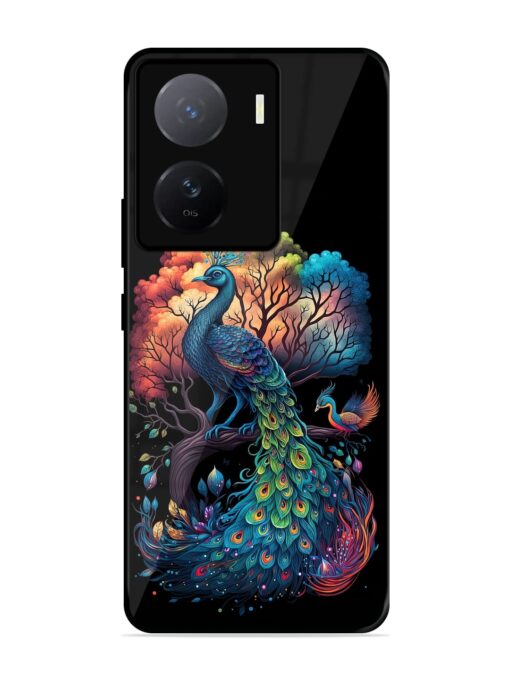 Peacock Tree Art Glossy Metal Phone Cover for Iqoo Z7 (5G)