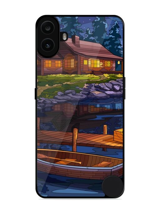 Village Night Scene Glossy Metal Phone Cover for Nothing CMF Phone 1