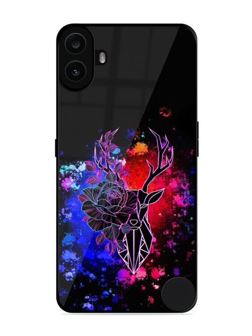 Floral Deer Art Glossy Metal Phone Cover for Nothing CMF Phone 1