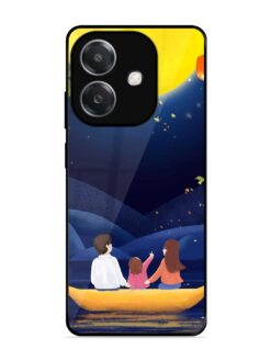 Happy Family And Beautiful View Glossy Metal Phone Cover for Oppo A3X (5G)