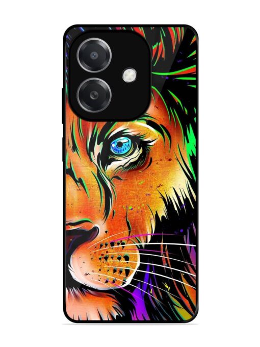 Colorful Lion Design Glossy Metal TPU Phone Cover for Oppo A3X (5G)