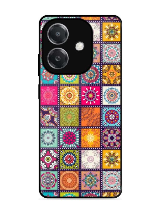 Seamless Pattern Vintage Glossy Metal Phone Cover for Oppo A3X (5G)