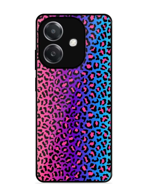 Colorful Leopard Seamless Glossy Metal Phone Cover for Oppo A3X (5G)