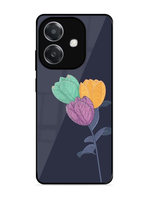 Flower Vector Glossy Metal Phone Cover for Oppo A3X (5G)