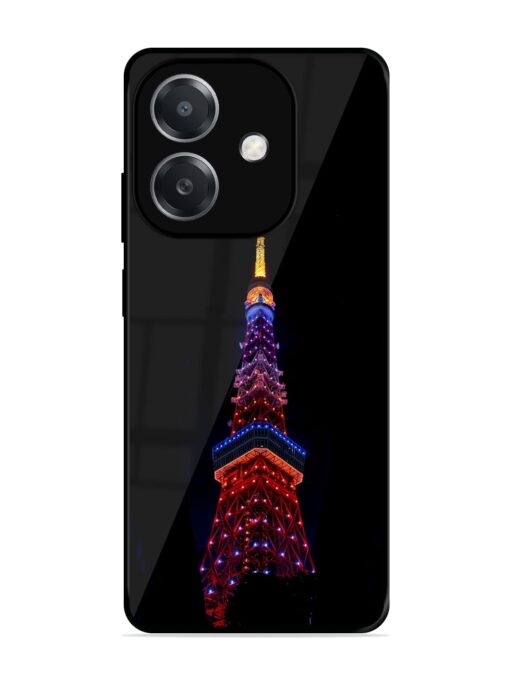 Eiffel Tower Night View Glossy Metal Phone Cover for Oppo A3X (5G)