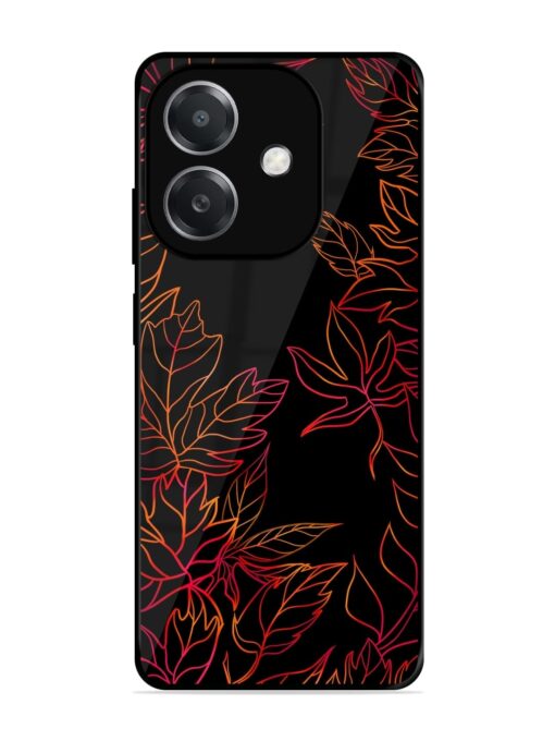 Red Floral Pattern Glossy Metal Phone Cover for Oppo A3X (5G)