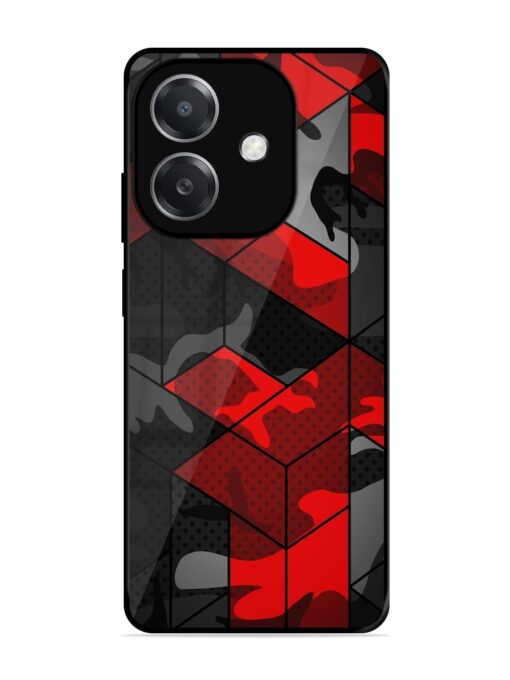 Royal Red Camouflage Pattern Glossy Metal Phone Cover for Oppo A3X (5G)