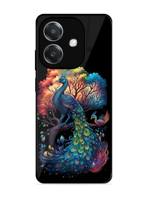 Peacock Tree Art Glossy Metal Phone Cover for Oppo A3X (5G)