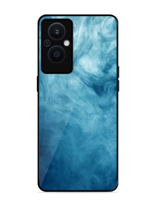 Blue Smoke Art Glossy Metal Phone Cover for Oppo F21 Pro (5G)