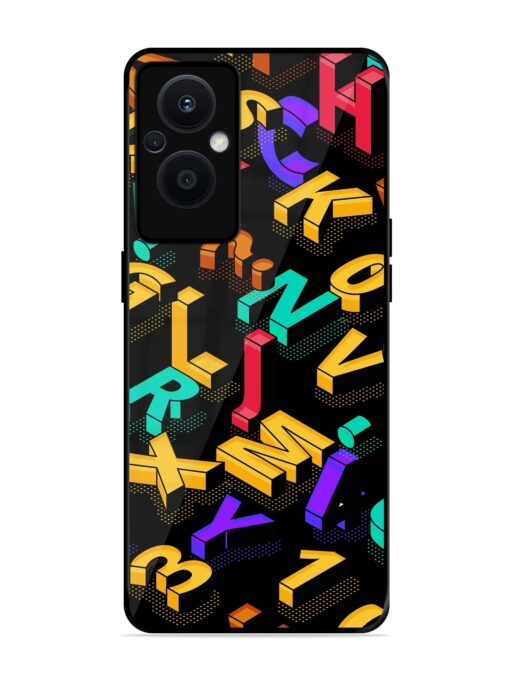 Seamless Pattern With Letters Glossy Metal Phone Cover for Oppo F21 Pro (5G)