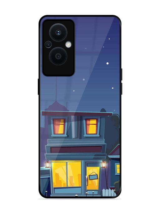 Vector Night House Glossy Metal Phone Cover for Oppo F21 Pro (5G)