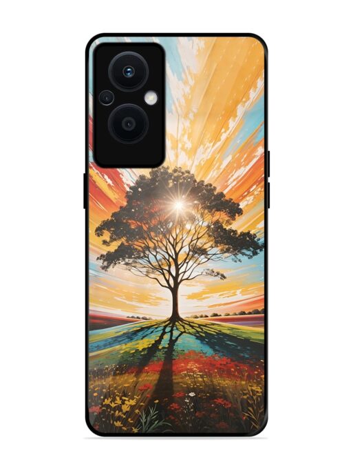 Abstract Tree Colorful Art Glossy Metal Phone Cover for Oppo F21 Pro (5G)